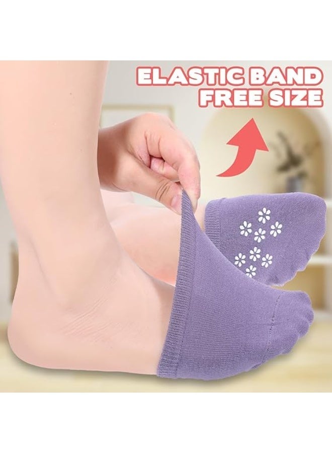 8-pack women's split-toe socks, seamless pure cotton half-socks, toe cover design, invisible non-slip lining, suitable for high heels. - Image 3